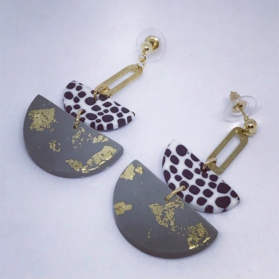 GOLD FOILED GREY SEMI-SPHERE POLY STUDS