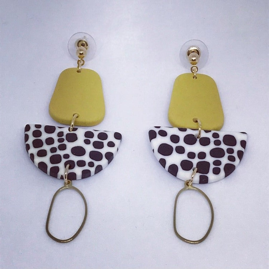 OCHRE AND BLACK DOT POLY STATEMENT STUDS