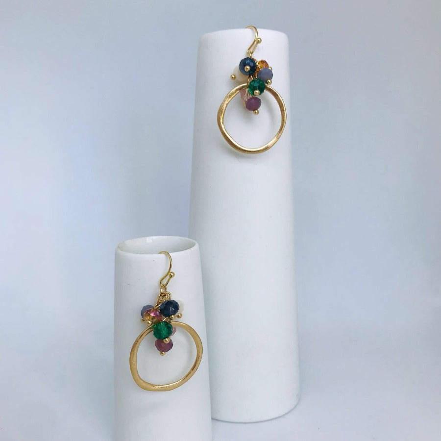 GOLDEN CIRCLES WITH BEADED CLUSTERS