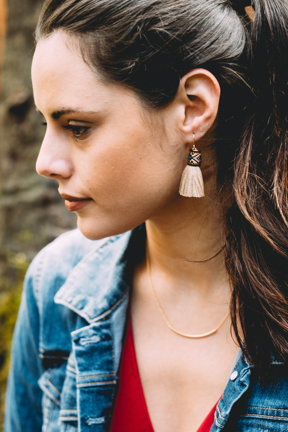 TAUPE TASSEL EARRINGS
