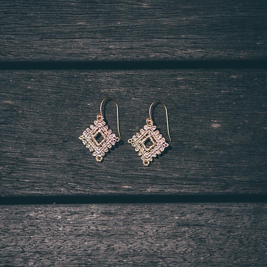 SQUARE LACE DOILY EARRINGS
