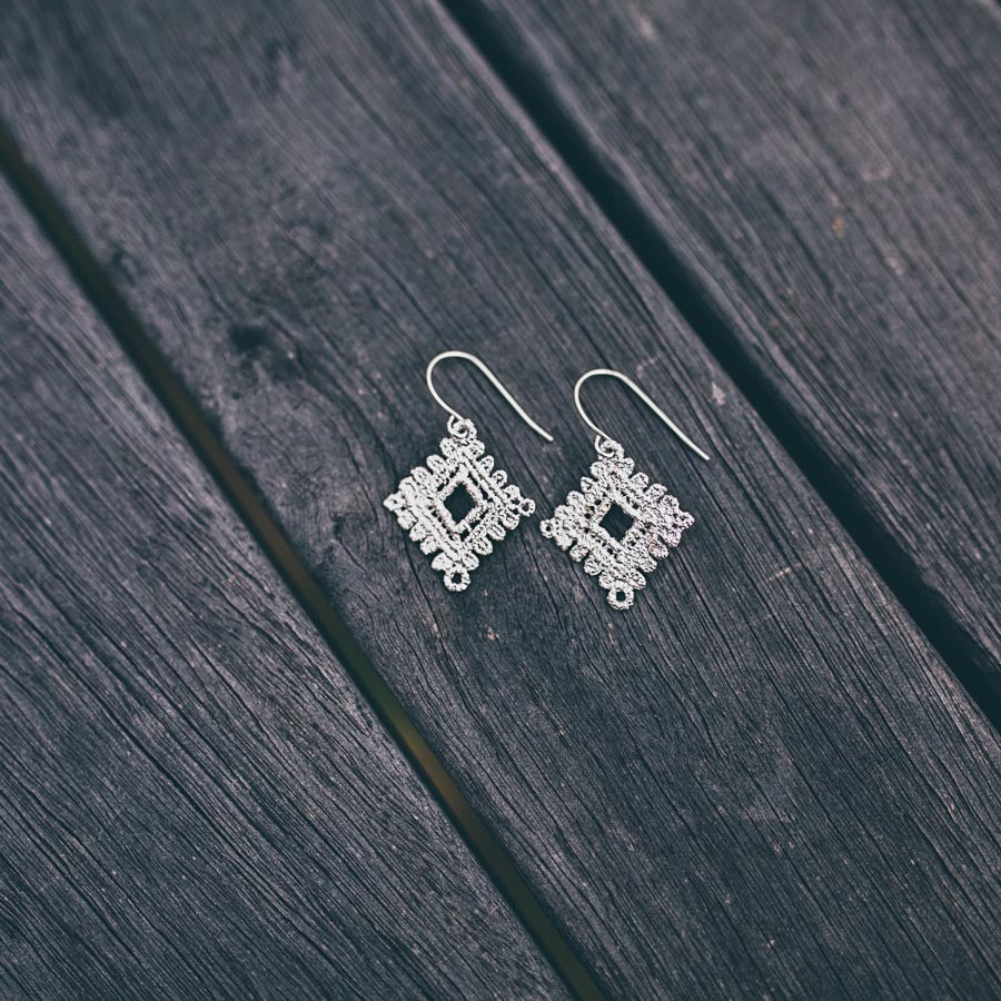 SQUARE LACE DOILY EARRINGS