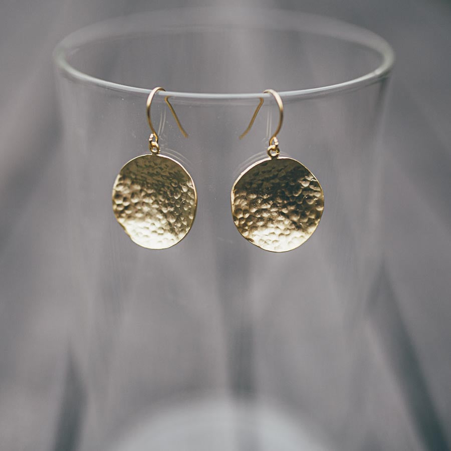 ROUND HAMMERED DISC EARRINGS