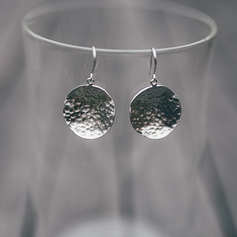 ROUND HAMMERED DISC EARRINGS
